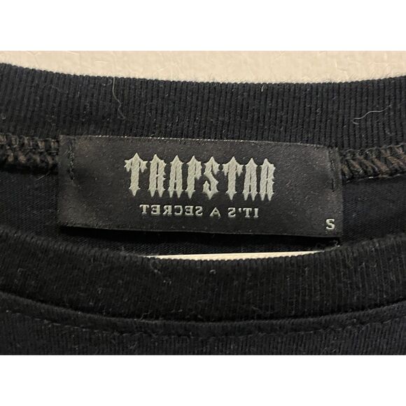 TRAPSTAR Black Mesh Sleeve Gothic Emo Shirt Tee Top Women's Size Small - Picture 3 of 11